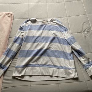 Blue and white stripe long sleeve sweater